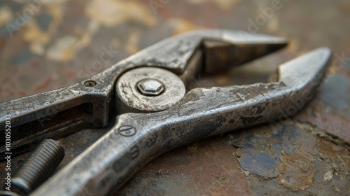 A pair of pliers the ridged grips worn down from countless repairs.