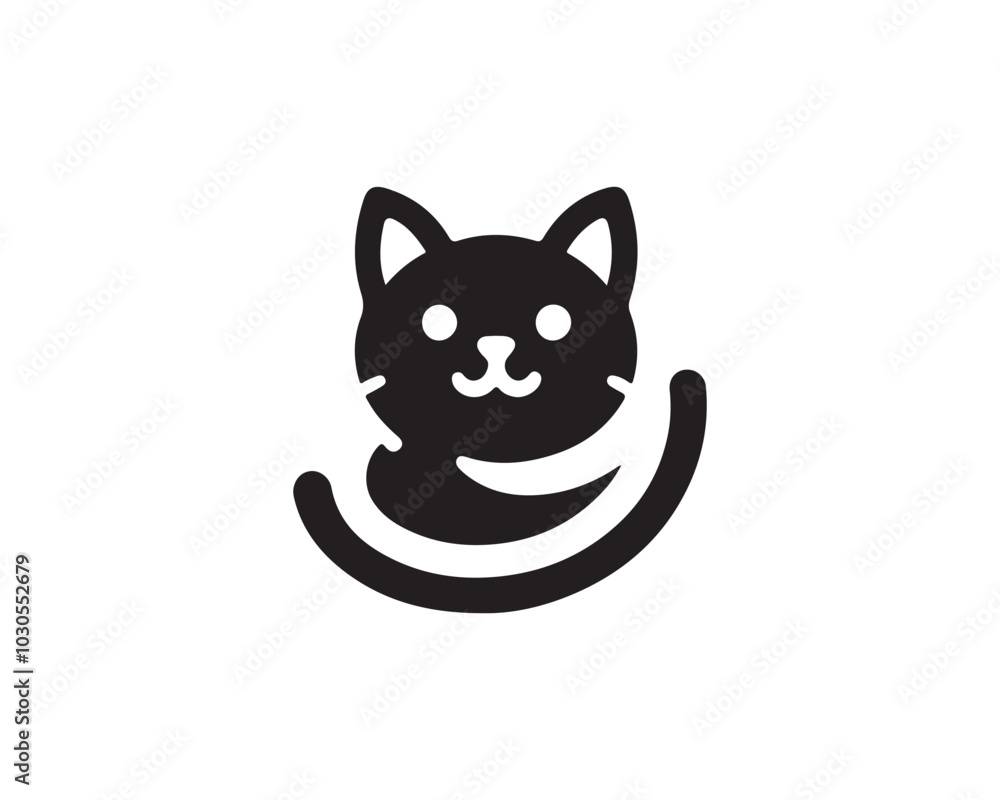 Cat head logo. Cat head icon. Cat face logo. Silhouette simple. Flat style. Black cat face icon logo. Logo design template. Vector illustration. Animal logotype concept. Cat head logo. Cat head icon. Cat face logo. Silhouette simple. Flat style. Black cat face icon logo. Logo design template. Vector illustration. Animal logotype concept.