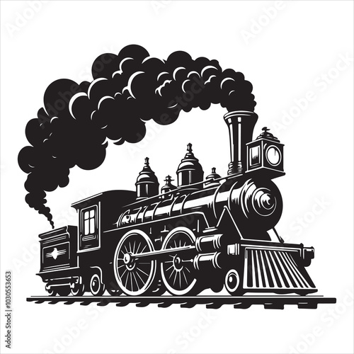 Freight Carrier Cargo Train Silhouette Art  , black colour vactor 