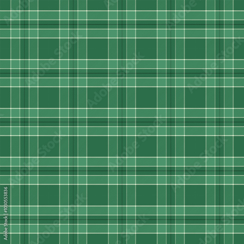 Plaid with twill weave repeat pattern.Gingham seamless pattern in green.Checkered tartan Geometric graphic vector illustration background design for fabric and prints.