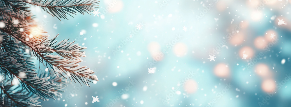 Christmas winter blurred background. Widescreen backdrop. New year Winter art design, wide screen holiday border Christmas winter blurred background. Widescreen backdrop. New year Winter art design, wide screen holiday border