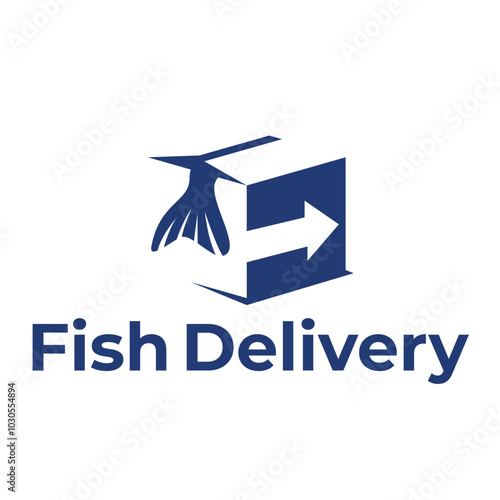 fish delivery flat minimalist logo design