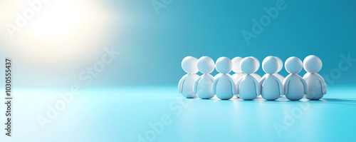 HR professionals in recruitment discussion, leadership role analysis, corporate setting, 3D illustration