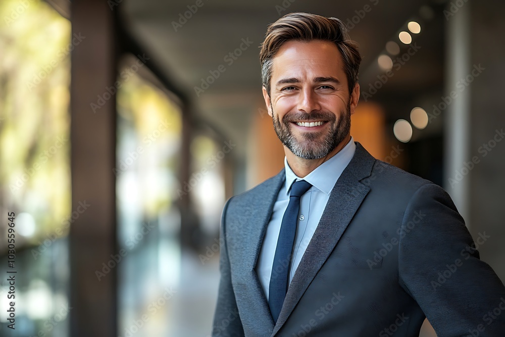 Smiling Businessman in Suit - Leadership and Success Smiling Businessman in Suit - Leadership and Success