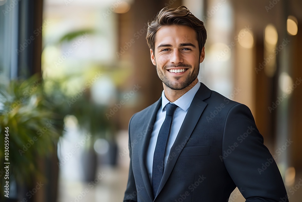 Smiling Businessman in Suit - Headshot with Blue Eyes Smiling Businessman in Suit - Headshot with Blue Eyes
