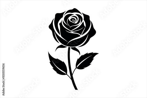 black rose silhouette vector illustration