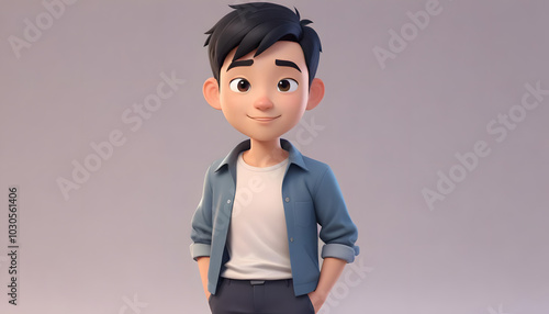 Friendly Animated Teen Boy Character in 3D Animated