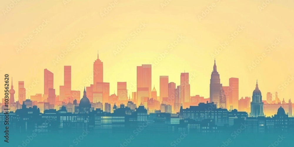 Stunning Silhouette of a City Skyline at Sunset with Vibrant Colors and Modern Architectural Elements Stunning Silhouette of a City Skyline at Sunset with Vibrant Colors and Modern Architectural Elements