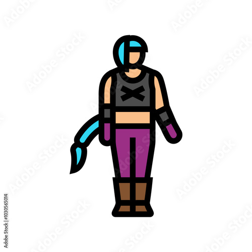 video game cosplay female color icon vector. video game cosplay female sign. isolated symbol illustration