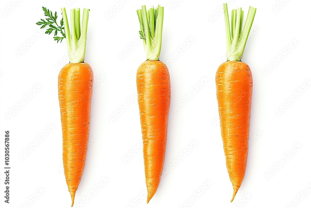 Three Fresh Carrots isolated on white background. Clipping path Three Fresh Carrots isolated on white background. Clipping path
