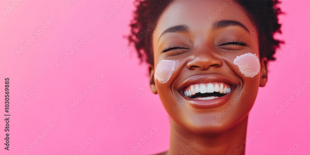 Cheerful Portrait of a Woman with Facial Mask in Soft Pastels Cheerful Portrait of a Woman with Facial Mask in Soft Pastels