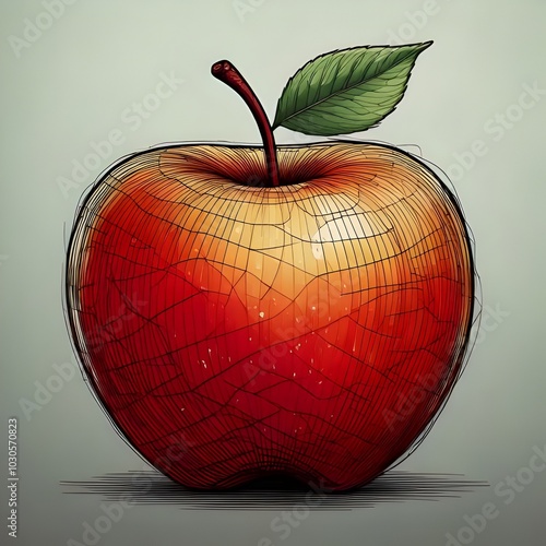 red apple with leaf