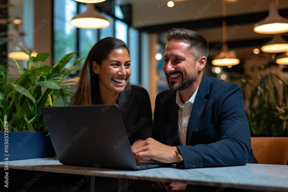 Executives team laptop computer smiling. Executives team laptop computer smiling.