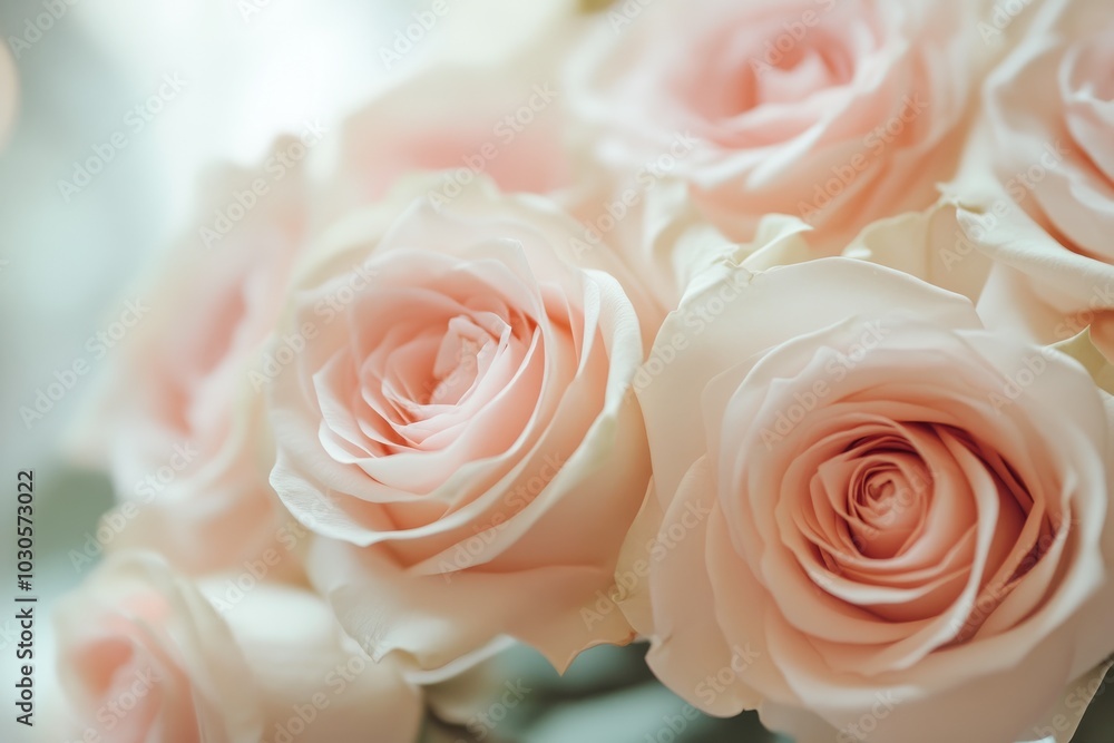 Soft Focus Wedding Invitation with Rose Bouquet Close-Up Soft Focus Wedding Invitation with Rose Bouquet Close-Up