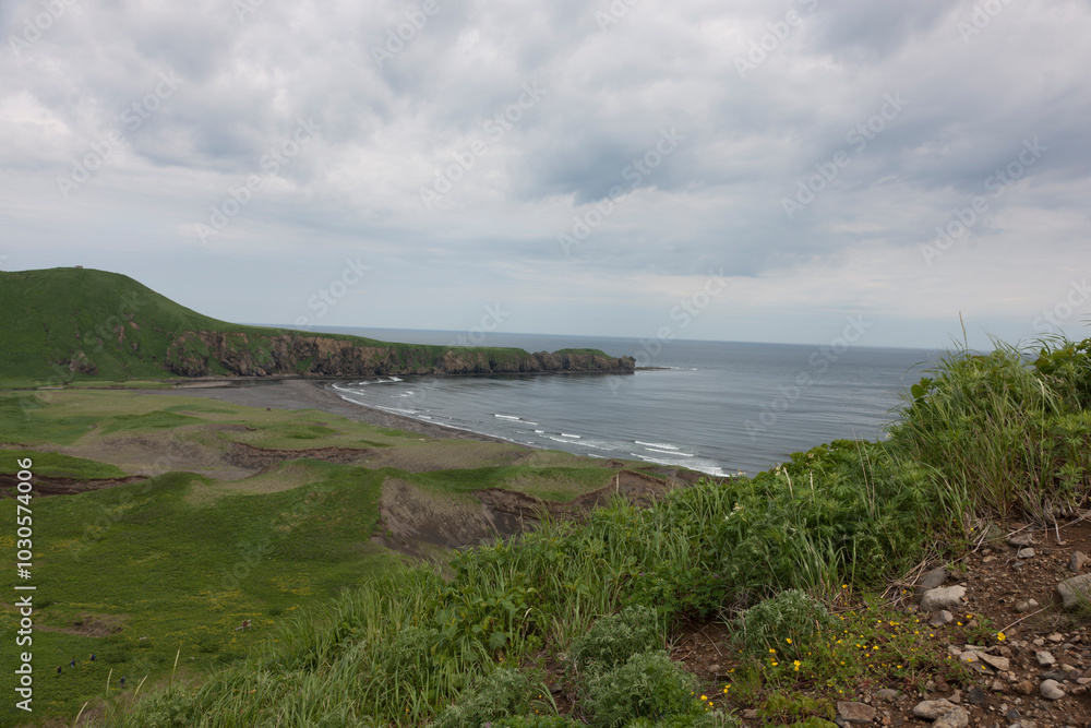 Russia Kuril Islands. Landscape with sea Russia Kuril Islands. Landscape with sea