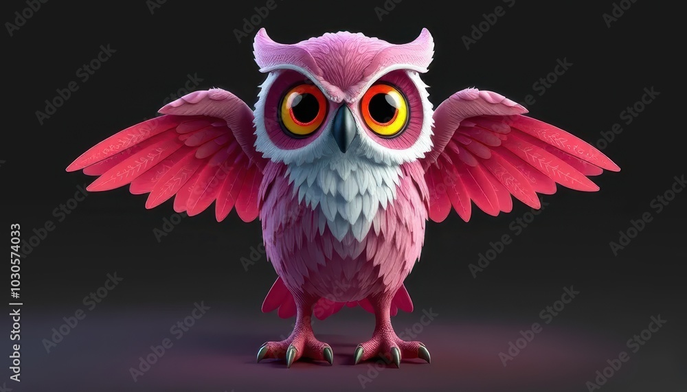 Obraz premium Cute Pink Owl Cartoon