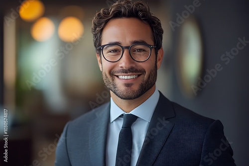 Smiling Professional Man in Suit and Glasses - Corporate Portrait