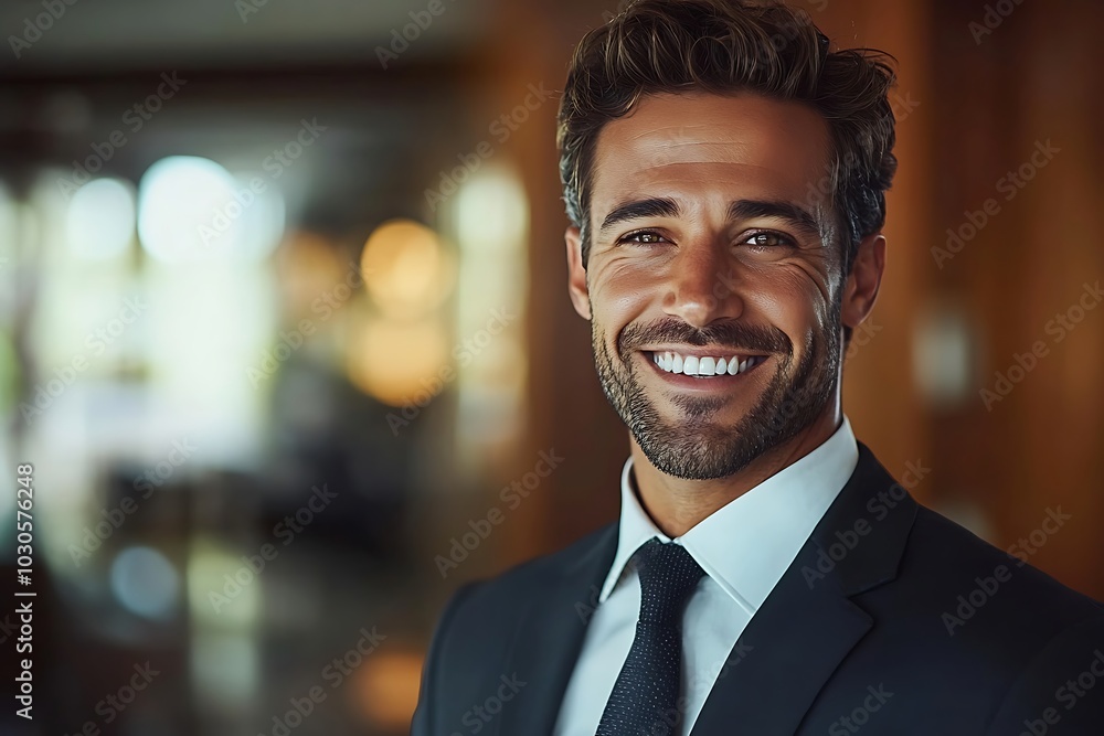 Successful Businessman Smiling Confidently in Suit Successful Businessman Smiling Confidently in Suit