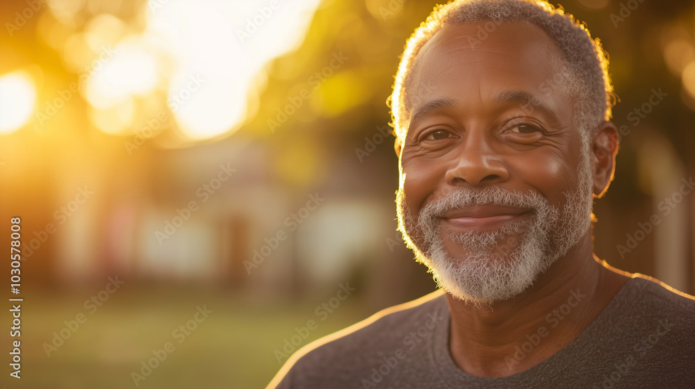 A close-up portrait of a senior man smiling in the golden hour light, his eyes crinkled with joy, reflecting a sense of fulfillment and embracing aging with grace. A close-up portrait of a senior man smiling in the golden hour light, his eyes crinkled with joy, reflecting a sense of fulfillment and embracing aging with grace.