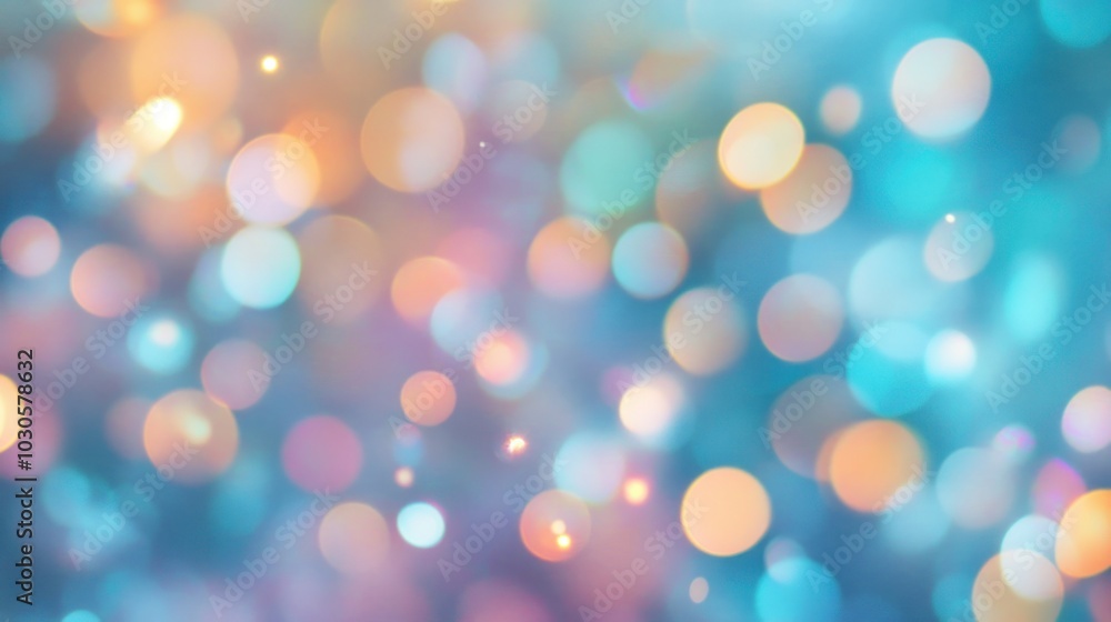 Fototapeta premium Abstract background with soft, pastel bokeh lights in shades of blue, pink, and orange.