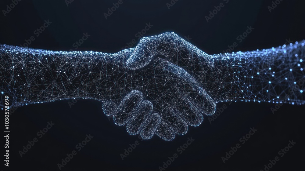 Blue network handshake design with a modern touch Blue network handshake design with a modern touch