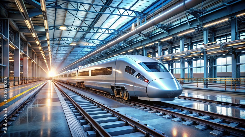 Fototapeta premium High speed train component manufacturing process viewed from eye level
