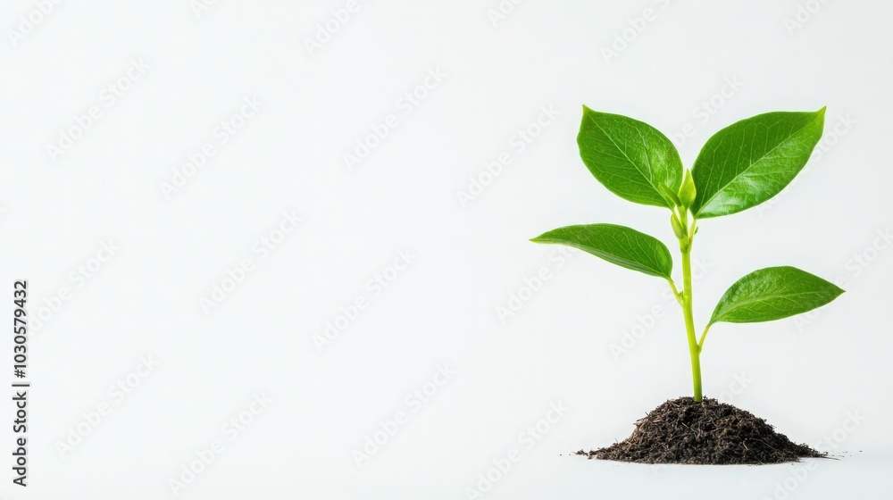 young plant in soil isolated on white background
young plant in soil isolated on white background