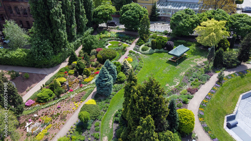 Fantastic drone view on Botanical garden in Wroclaw photo