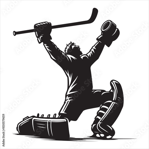 Hockey Stick Mastery Silhouette of a Player Striking  , black colour vactor 