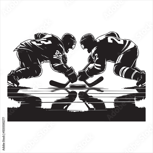 Hockey Stick Mastery Silhouette of a Player Striking  , black colour vactor 