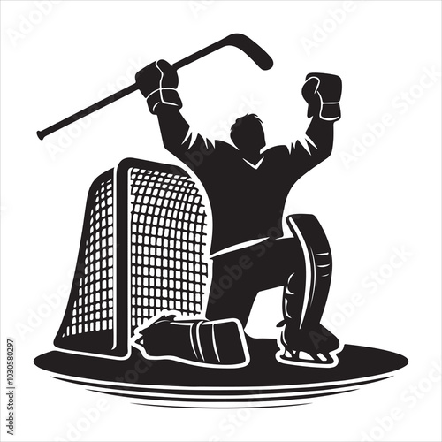Hockey Stick Mastery Silhouette of a Player Striking  , black colour vactor 