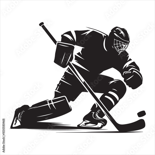 Hockey Stick Mastery Silhouette of a Player Striking  , black colour vactor 