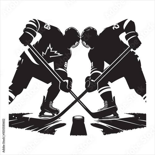 Hockey Stick Mastery Silhouette of a Player Striking  , black colour vactor 