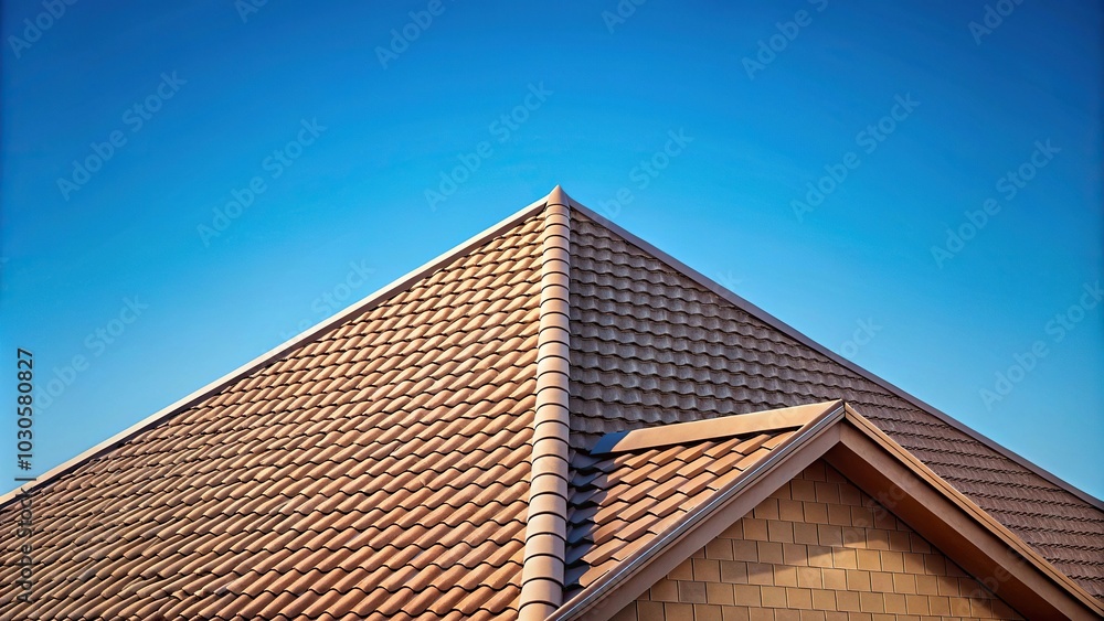 Hip roof with sloping sides on solid color background Hip roof with sloping sides on solid color background