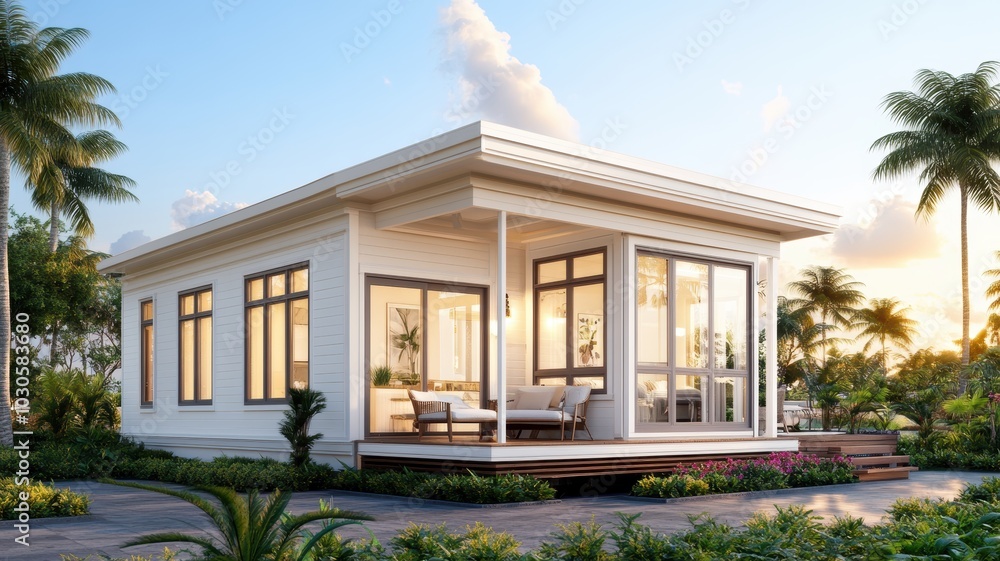 Fototapeta premium Modern house with garden and patio