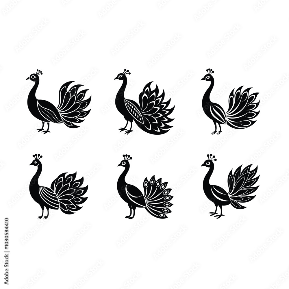 Stunning generative AI vector peacock design in elegant line art style for versatile use Stunning generative AI vector peacock design in elegant line art style for versatile use
