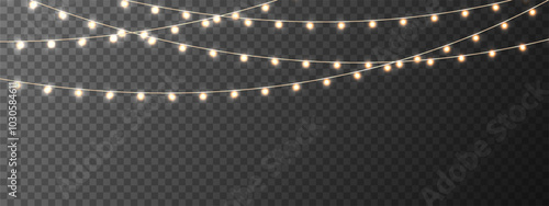 The Christmas garlands are available in a transparent vector PNG. This set of Christmas glowing garlands is suitable for use in advertising invitations, web banners and postcards. 