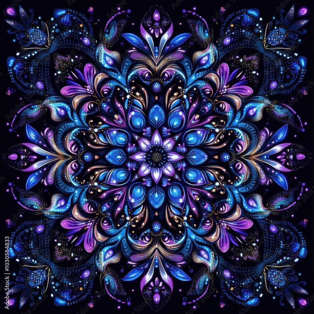 Purple and Blue Lotus Mandala: A Sacred Cosmic Flower Representing Spiritual Symmetry, Mindfulness, and Transcendence Through Mystical Geometry Purple and Blue Lotus Mandala: A Sacred Cosmic Flower Representing Spiritual Symmetry, Mindfulness, and Transcendence Through Mystical Geometry