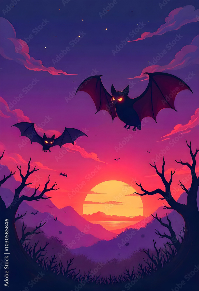 Bats Flying Across a Halloween Sky Bats Flying Across a Halloween Sky