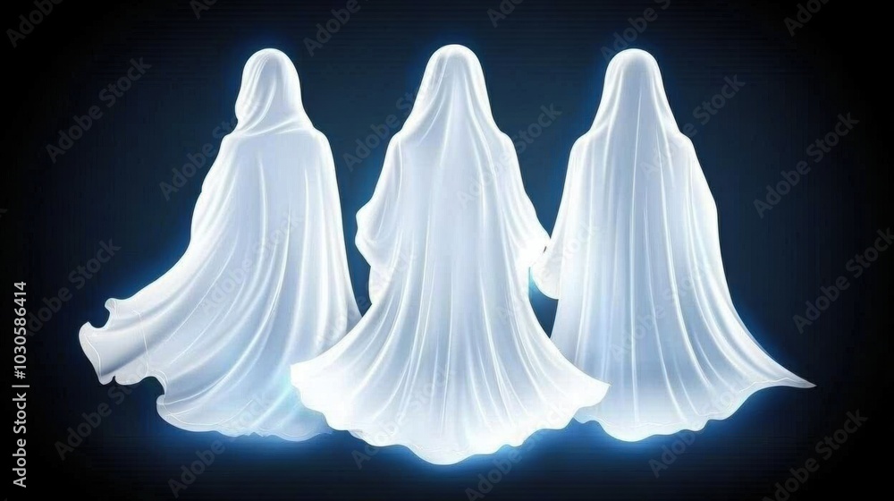 Ethereal Spirits in Flowing White Drapes Ethereal Spirits in Flowing White Drapes