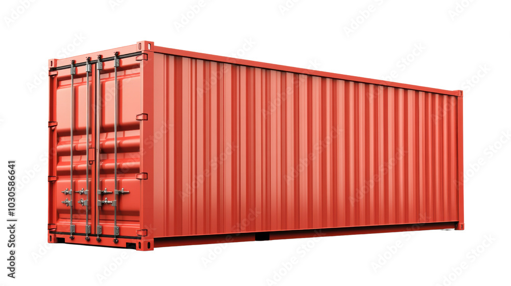 Red shipping container, white isolate background. PNG Red shipping container, white isolate background. PNG