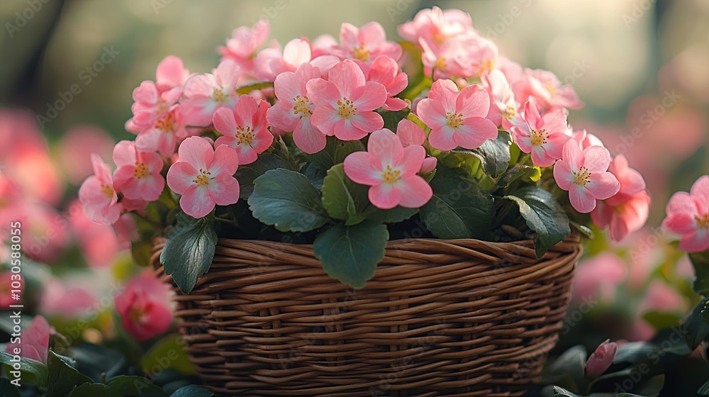 Pastel Basket with Blossoms for Spring Celebrations Pastel Basket with Blossoms for Spring Celebrations