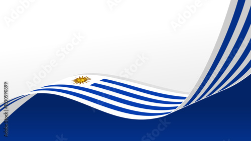 Fotografie wavy uruguay flag vector background with copy space for text