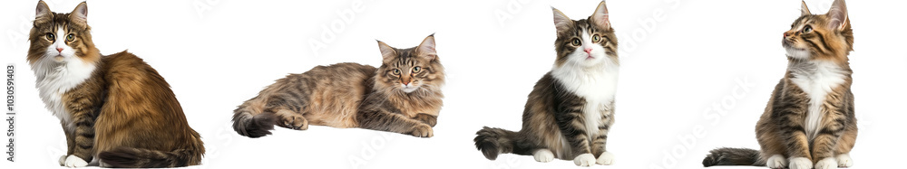 This is a cute young black tabby blotched Norwegian Forestcat kitten looking at the camera with its green brown eyes. It is an isolated cutout on a transparent background. This is a cute young black tabby blotched Norwegian Forestcat kitten looking at the camera with its green brown eyes. It is an isolated cutout on a transparent background.