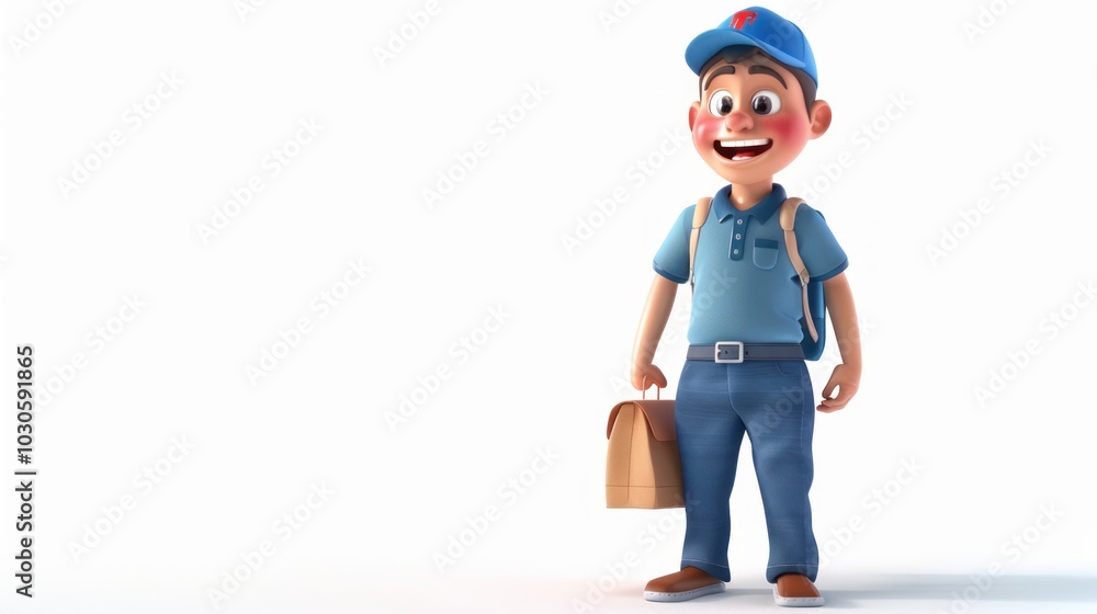 Smiling Cartoon Delivery Boy Smiling Cartoon Delivery Boy