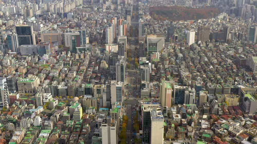 SEOUL, SOUTH KOREA - SEPTEMBER 9, 2024: Stunning Aerial View Showcasing Urban Landscape and Impressive Skyscrapers SEOUL, SOUTH KOREA - SEPTEMBER 9, 2024: Stunning Aerial View Showcasing Urban Landscape and Impressive Skyscrapers