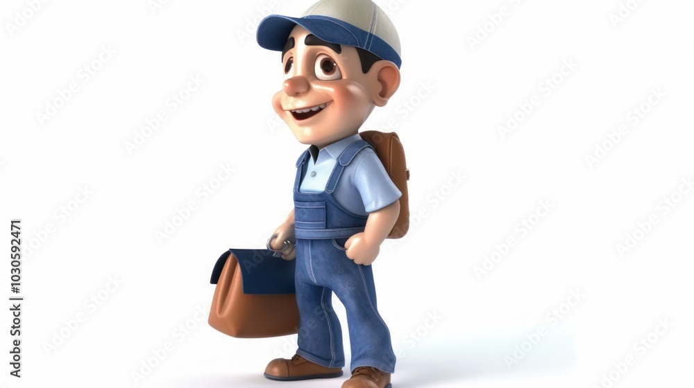 Smiling Cartoon Mechanic with Tools Smiling Cartoon Mechanic with Tools