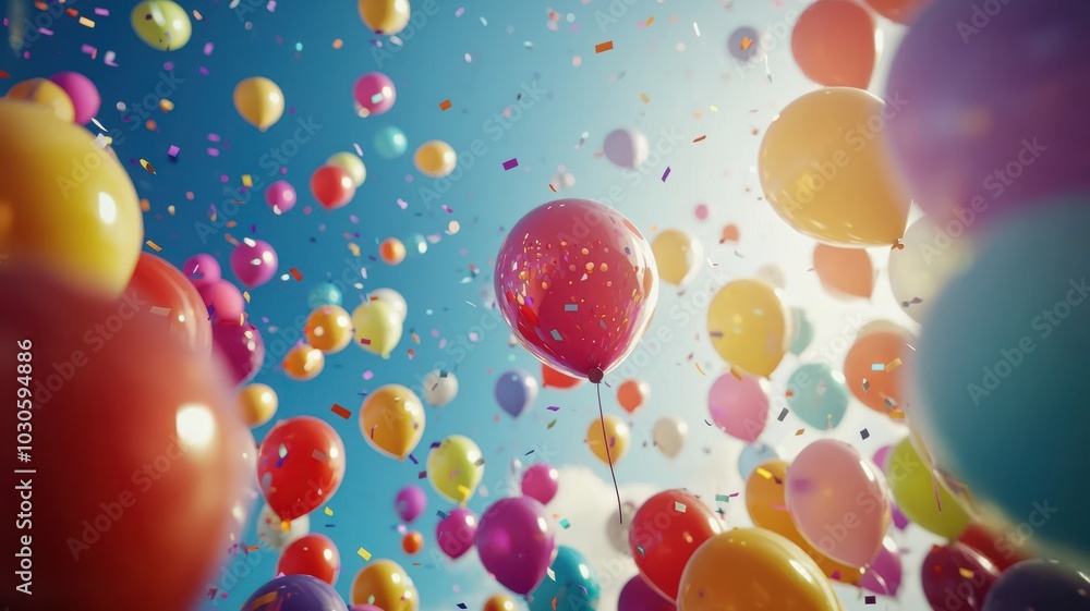 Colorful balloons rising into the sky Colorful balloons rising into the sky
