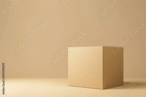 Customizable Cardboard Box Mockup for Packaging Design Against a Studio Background