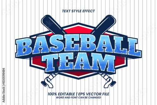 Editable text effect - Baseball Team emblem logo vintage style